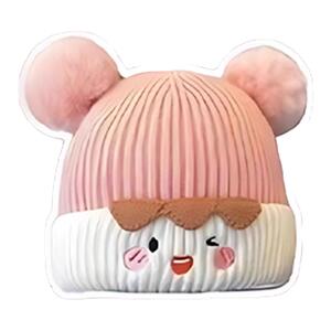 宝宝帽子秋冬季可爱毛球套头帽婴幼儿针织毛线加厚护耳男女超萌潮