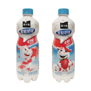 美汁源果粒奶优蜜桃味草莓味450g牛奶瓶装乳饮料混合口味水果饮料