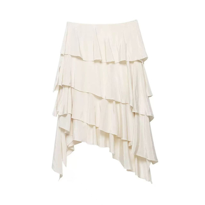 不对称流苏款叠层装饰流畅半身裙