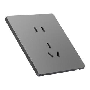 国际电工开关插座面板86型暗装一开五孔插座空调电源插座超薄灰色