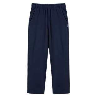 儿童藏青纯棉运动裤子直筒男女童加绒深蓝伊顿色校服裤小学生冬季