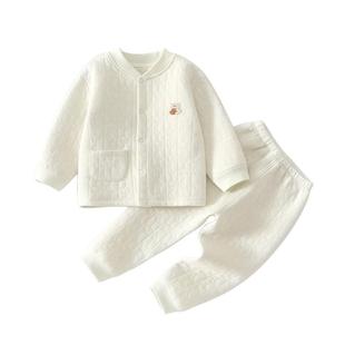 婴儿衣服秋冬夹棉分体套装婴幼儿宝宝冬装家居服外穿纯棉a类6冬天