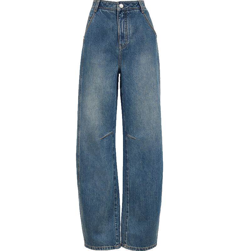 ONLY2025冬季新款高腰显瘦立体分割线高腰弯刀气球香蕉牛仔裤女