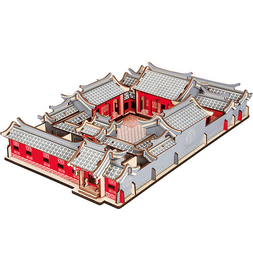 手工拼装积木质结构拼图3d古建筑滕王阁模型男孩益智拼板木制玩具