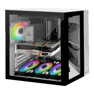 MATX机箱海景房机箱全侧透游戏水冷台式ATX大板背线机箱全景世界