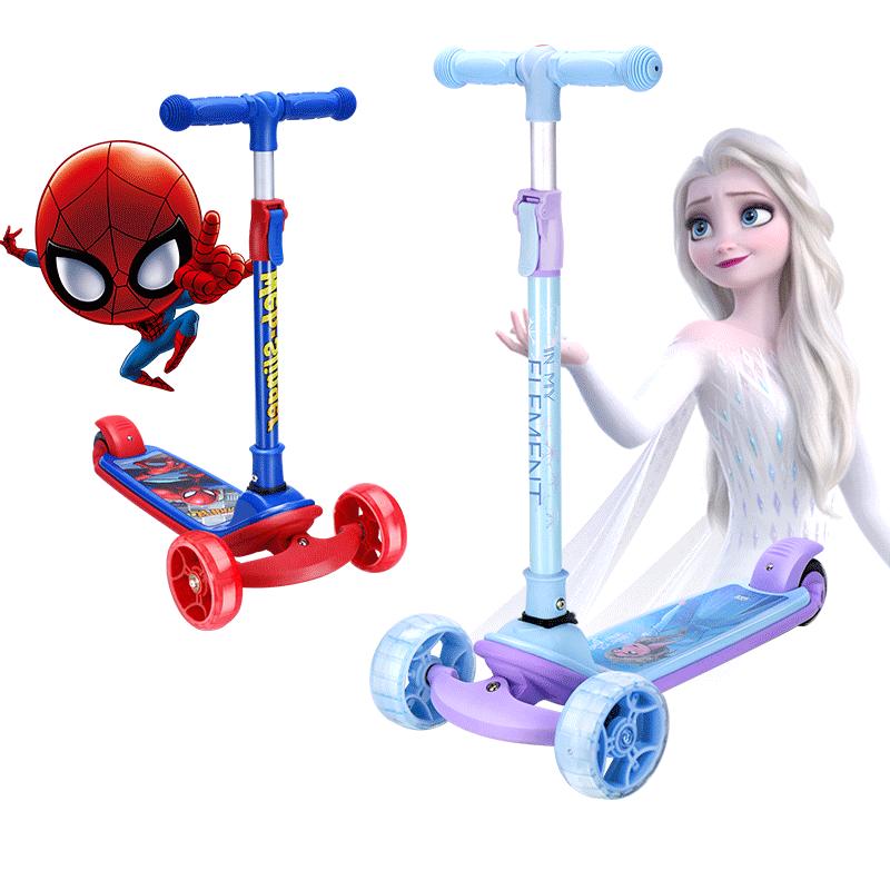 迪士尼儿童滑板车女童1-3一6一12岁小孩女孩艾莎三合一滑滑车宝宝