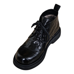 何其丑软羊皮加绒短靴女新款秋冬真皮马丁靴女及踝靴女鞋英伦皮鞋