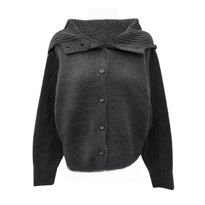 eihey诶嘿秋冬慵懒风纯色连帽针织开衫毛衣外套女软糯短款上衣女