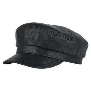 秋冬季真皮帽子男女羊皮平顶帽百搭学生帽报童帽中老年机车解放帽
