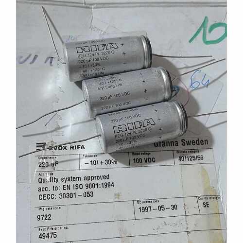 100v220uf力发Rifa轴向电解电容22*48，peg