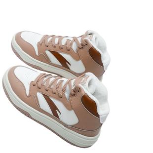 安踏加绒板鞋女鞋高帮皮面保暖雪地靴2025冬季新款休闲轻便运动鞋