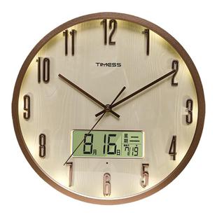 TIMESS电波钟夜光钟表挂钟客厅家用时尚2026新款网红挂墙静音时钟