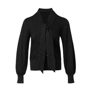 【桑蚕丝羊绒】ELSEWHERE珂思商场同款系带领针织衫2026春季新款