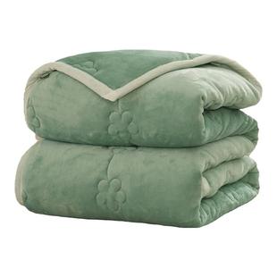 无印良品冬季珊瑚绒夹棉毛毯被子加厚冬天法兰绒超厚毯子沙发盖毯