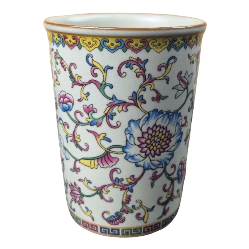 汝窑缠枝莲可乐杯陶瓷大容量茶杯
