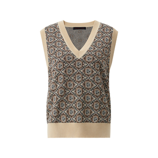 商场同款naivee纳薇秋季三兔新岁提花复古知性叠搭针织马甲