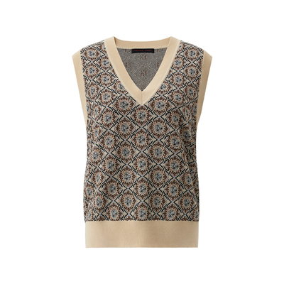 商场同款naivee纳薇秋季三兔新岁提花复古知性叠搭针织马甲