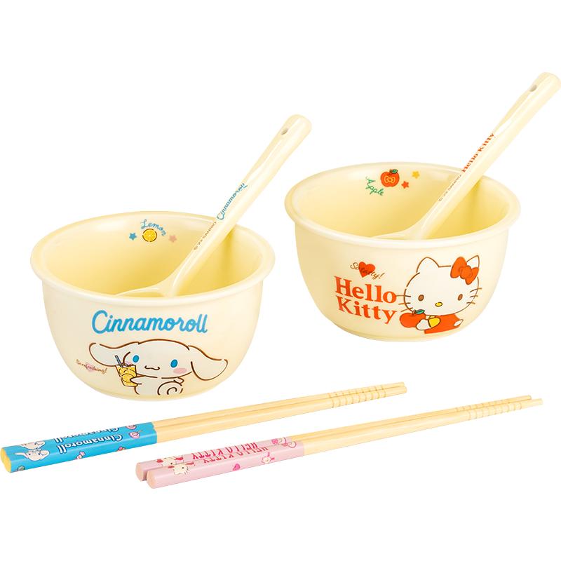 古杰士hello kitty奶油风碗盘套装家用陶瓷高颜值一人食餐具组合