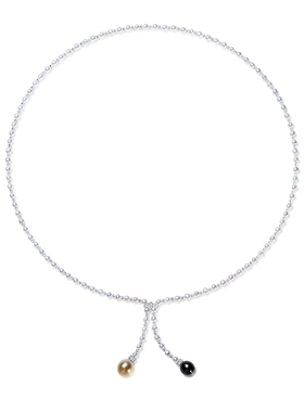 天然海水淡水搭配可调节流苏项链