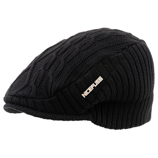 高端品牌毛线帽子男款2025新款冬季保暖护耳前进帽加绒针织鸭舌帽