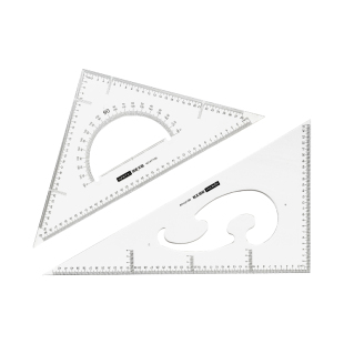 鸿泰三角尺套装高精度大号加厚绘图尺建筑工程制图测量设计打格教师学生专用20 30 35 40 45cm三角板带量角器