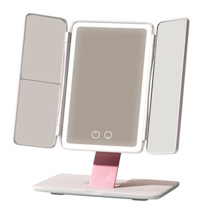 【情人节礼物】easehold化妆镜子桌面台式便携折叠led带灯美妆镜