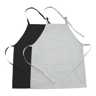 儿童书法课白色围裙学生全棉帆布简约小孩画画涂鸦罩衣可定制logo