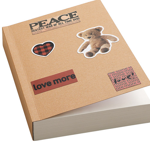 复古牛皮纸笔记本超厚空白本子加厚白纸本草稿本学习可平摊高颜值本记事本日记本a4a5小方格写作本大学生初中