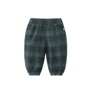 [420G一体灯芯绒裤]齐齐熊男童裤子红色加绒冬款宝宝格子裤儿童装