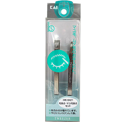 日本贝印眉毛夹平口斜口