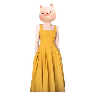 漂亮气质法式吊带大码女装垂坠感连衣裙海边度假微胖精致无袖过膝