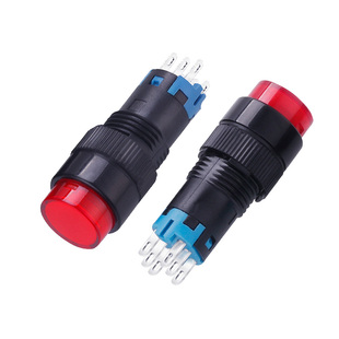 上开 上海永星12mm按钮开关不带灯AD12 自锁复位启动按键开关 6脚