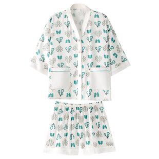 芬腾夏季冰丝睡衣女士短袖高级丝绸套装带胸垫大码女款夏天家居服
