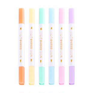 真彩荧光笔双头彩色划重点标记笔学生用高颜值手账笔莹光笔彩色荧光笔记号笔6色水果香味萤光笔