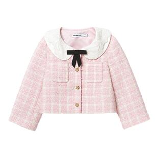 self-portrait 早秋童装红粉格子甜美小香风长袖外套