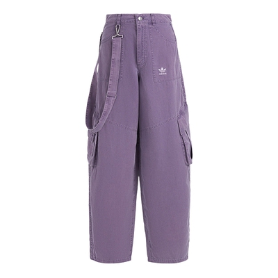 adidas阿迪达斯三叶草弯刀裤2025秋女宽松多口袋工装长裤 KH1179