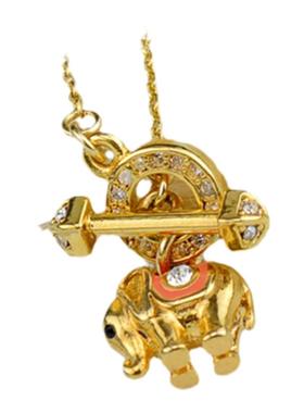 满钻锆石镶嵌插扣小象短款锁骨链