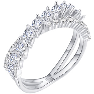 JollyMolly小众设计师925银甜美生日礼物个性重工精致雨滴交叉戒