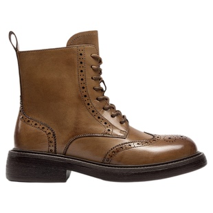 BeauToday英伦风马丁靴女款2025新款厚底布洛克短靴BT胎水牛靴子