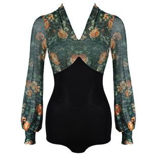 名茵新款摩登舞上衣舞服时尚舞蹈服练功服国标舞蕾丝显瘦体服MD22