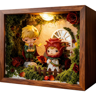 小野小王子玫瑰造景展示盒盲盒收纳架泡泡玛特架子手办摆件材料包