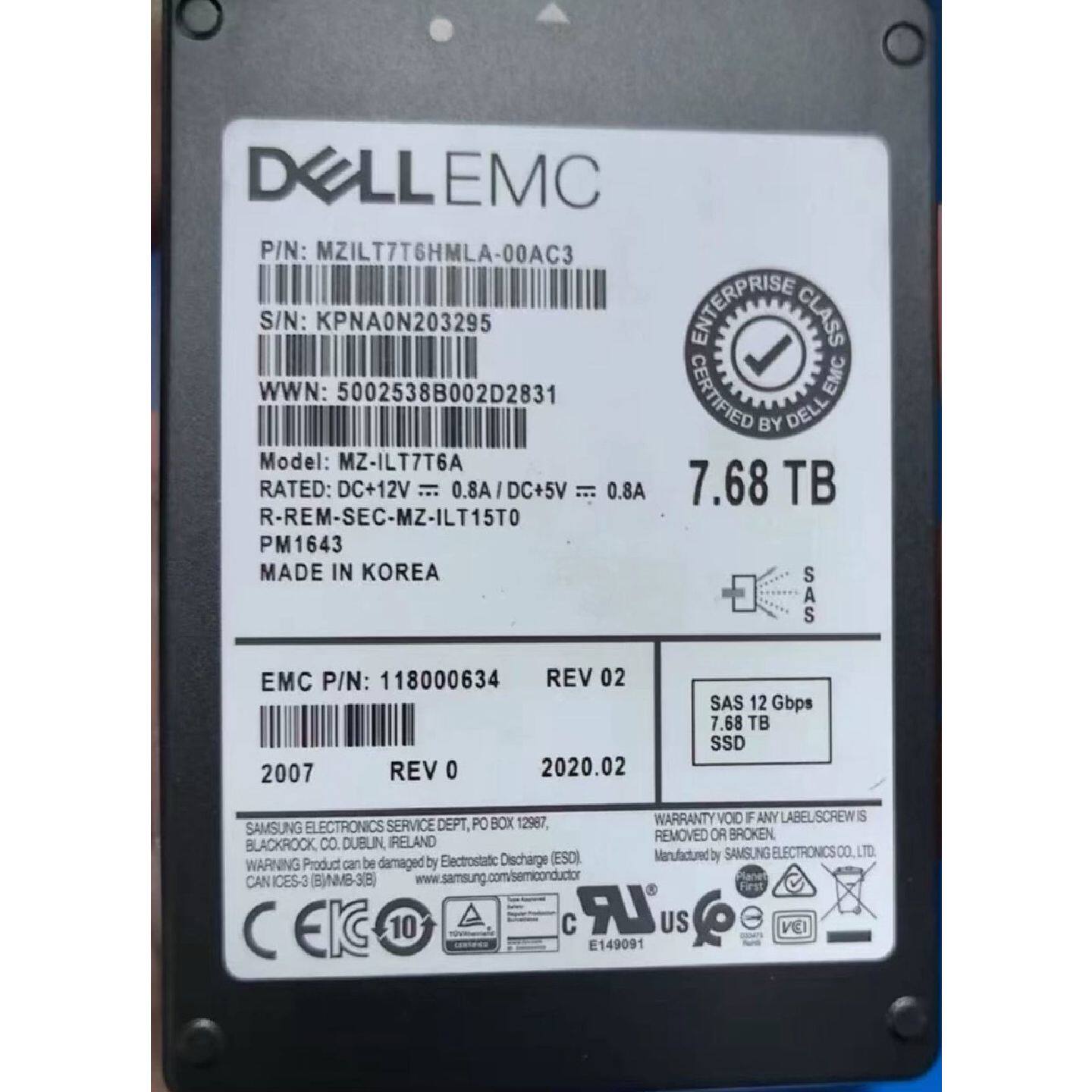 议价可维修三星原厂戴尔DELLEMCPM16437.68TB