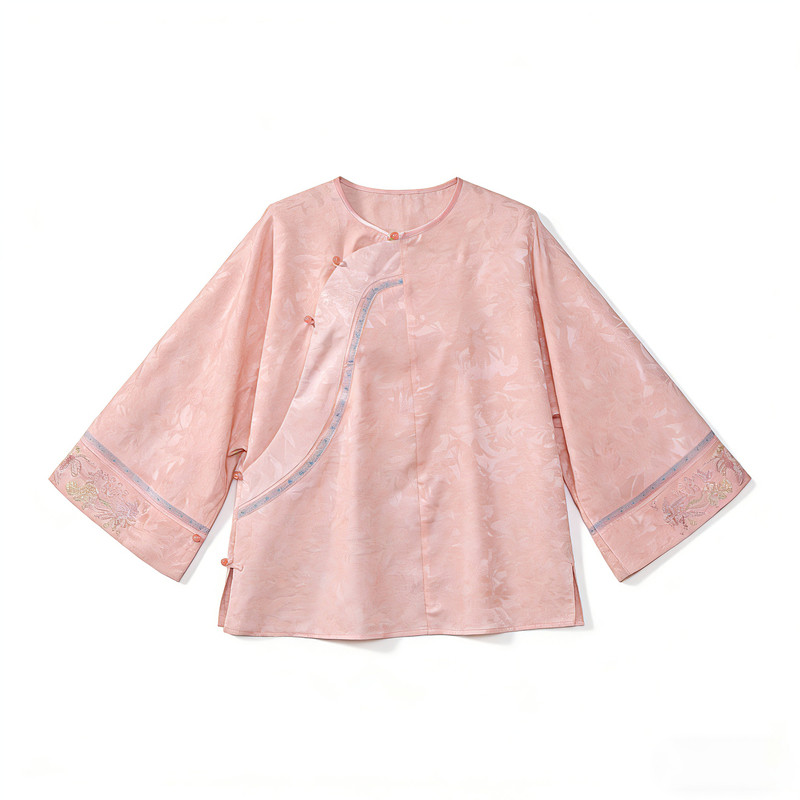 新中式提花刺绣九分袖茶服上衣