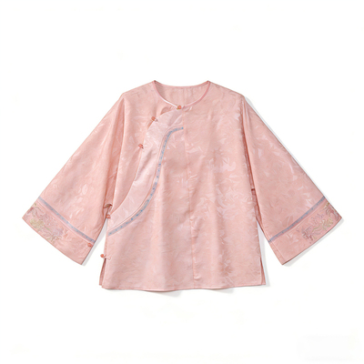 新中式提花刺绣九分袖茶服上衣