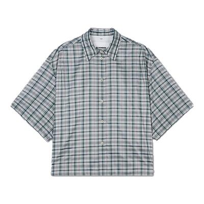 【春夏新品】JIL SANDER 新品女士 桑蚕丝格纹短袖衬衫