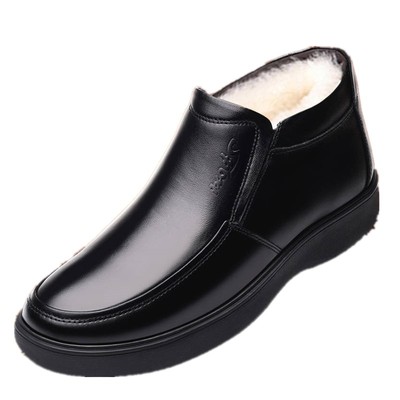 冬季加绒加厚羊毛父亲中老年皮鞋