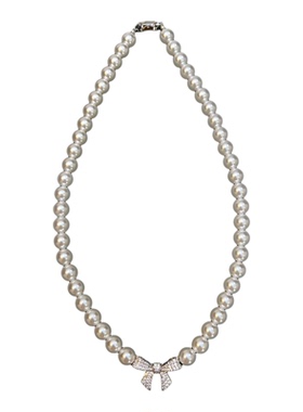 M家S925银蝴蝶结澳白锁骨项链女