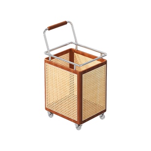 藤编脏衣篓家用脏衣篮推车置物架浴室衣服收纳筐高颜值轻奢洗衣筐