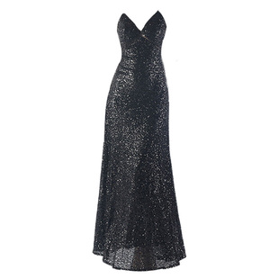 晚礼服裙女赫本风高级感简单大方气质宴会名媛亮片吊带长款连衣裙