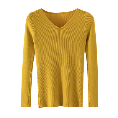 秋冬新款紧身内搭女士v领针织衫